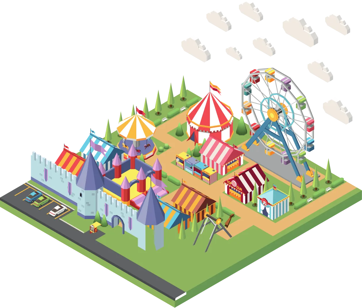 遊園地の島のイラスト