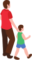 歩く親子のイラスト