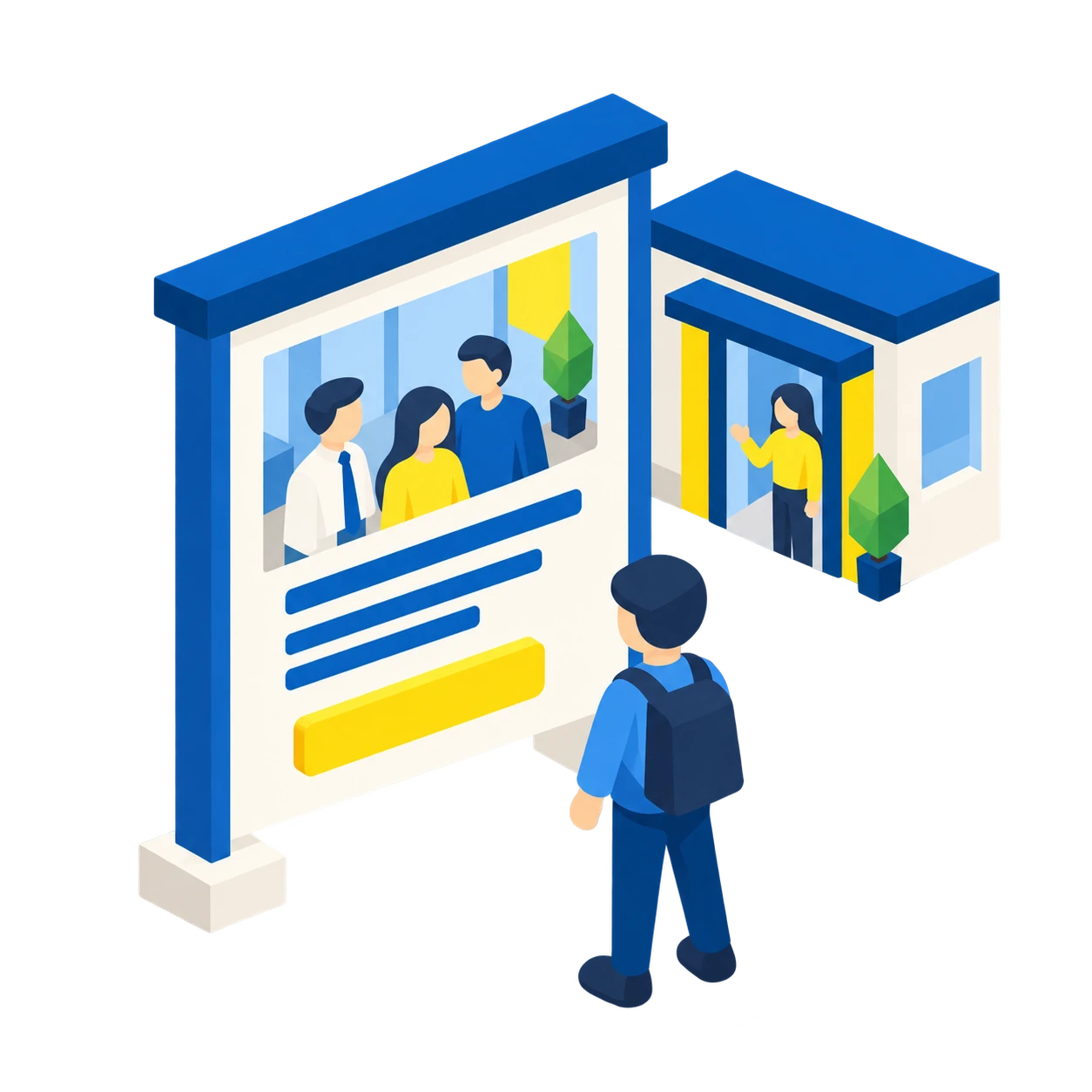 仕事の情報を見ている応募者のイラスト
